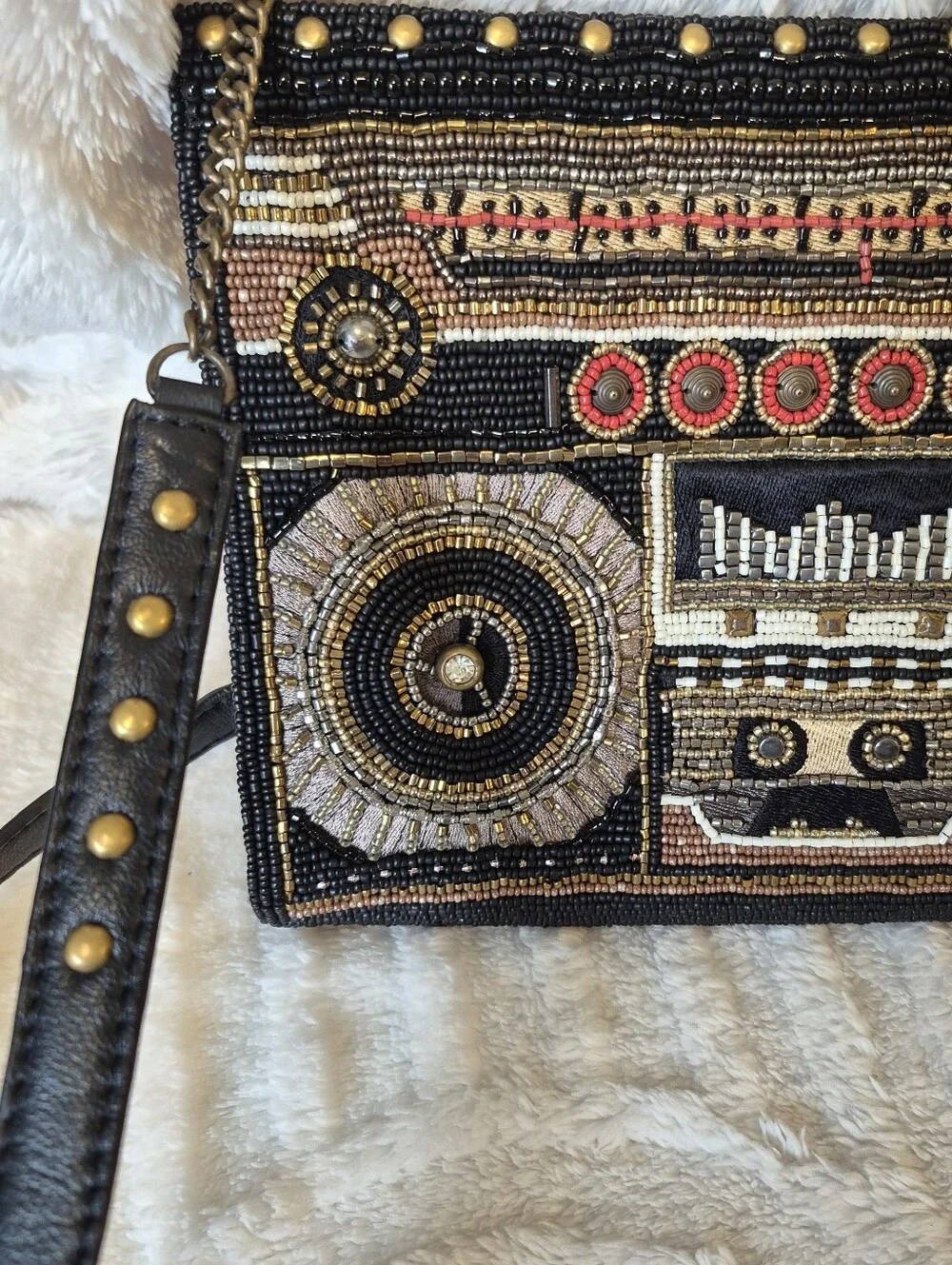 Mary Frances Beaded Crossbody Handbag Purse Boombox Radio Funky Town Designer